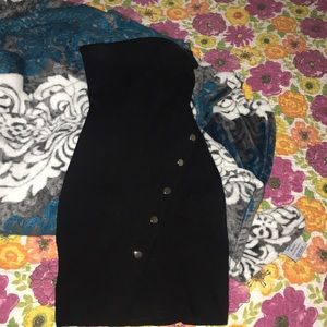 BLACK SLIT MINI DRESS